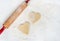 Two Sugar Cookie Dough Hearts with Rolling Pin