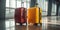 Two suitcases hand luggage at the airport. Weekend, departure on vacation. Emigration