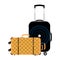 Two suitcases for traveling on wheels . Flat vector illustration.