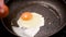 Two sunny side up eggs on skillet
