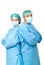 Two surgeons in sterile uniforms