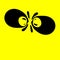 two surreal buggy insects in bright yellow and black