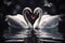 Two swans in love. Generative AI