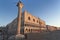 Two symbols of Venice: winged St Mark Lion and Doge`s palace at sunrise, Italy