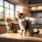 Two tabby cats, Two cats sat together in a warm room. It has a blurred background and bokeh