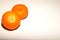 Two tangerines on white background with empty space for text content