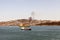 Two tankers passing by the bosphorus and a fire in the hills