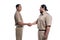 Two team indonesian government worker shaking hand together