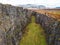 Two tectonic plates meeting in Thingvellir National Park in Iceland