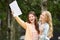 Two Teenage Girls Celebrating Successful Exam Results