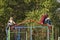 Two teenage girls at the playground