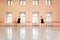 Two teenage girls practicing classical ballet