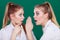 Two teenagers shares secrets, gossip