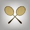 Two tennis racket sign. Vector. Blackish icon with golden stars
