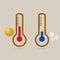 Two thermometers, high and low temperature.