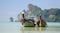 Two tied boats at Thai beach