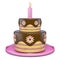 Two tier round chocolate flowers cake 3D