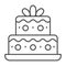 Two tiered birthday cake thin line icon, Birthday cupcake concept, holiday cake sign on white background, sweet dessert