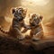 Two Tiger cubs playing