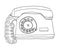 Two tone telephone Vintage Wall Phone line art illustration