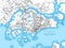 Two-toned map of the island of Pulau Ujong, Singapore