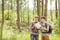 Two tourist determine the route map and navigator