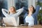 Two tourist women relaxing at hotel in the night