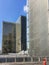 Two towers of the Bibliotheque nationale de France on a sunny summer day