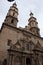 Two towers and entrance in Cathedral in Leon, Guanajuato. Vertical View