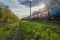 two trains with tank wagons move on railway