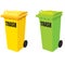 Two Trash Green And Yellow.