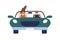 Two trendy girl in sunglasses on convertible vector flat illustration. Fashion female friends ride on cabriolet car