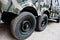Two twin wheels at military truck jeep car