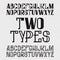 Two types of font - full and hollow. Black capital letters. Isolated english alphabet