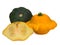 Two types of Patty pan Squash on white background