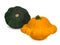 Two types of Patty pan Squash on white background