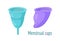Two types of reusable menstrual cups. Sanitary items for women who tend to reuse and zero waste. Vector illustration