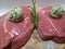 Two uncooked rump steaks preparing