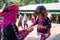 Two unidentified Akha at Wat Phratat Doi Suthep on February 18, 2017 in Chiang Mai, Thailand.