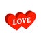 Two united hearts, love symbol. Flat Isometric Icon or Logo.