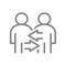 Two user profile with arrows line icon. Exchange workers, staff turnover symbol