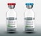 Two Vaccine Bottles for Covid-19. Vector Illustration. Vaccination Medicine