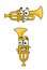 Two variations of a cartoon trumpet