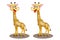 Two vector cartoon giraffe on white background with laughing