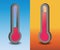 Two vector hot and cold thermometer