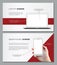 Two vector minimalistic red and white templates for presentation or flyer with blank laptop and phone