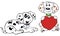 Two vector puppies dalmatian whith heart