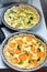 Two vegetable quiches