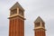 The two venetians towers in Placa d`Espanya, Barcelona, Catalunya, Spain