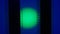 Two vertical film strips on a blue background with green circular light, close up. 35mm film slide frame. Long, retro